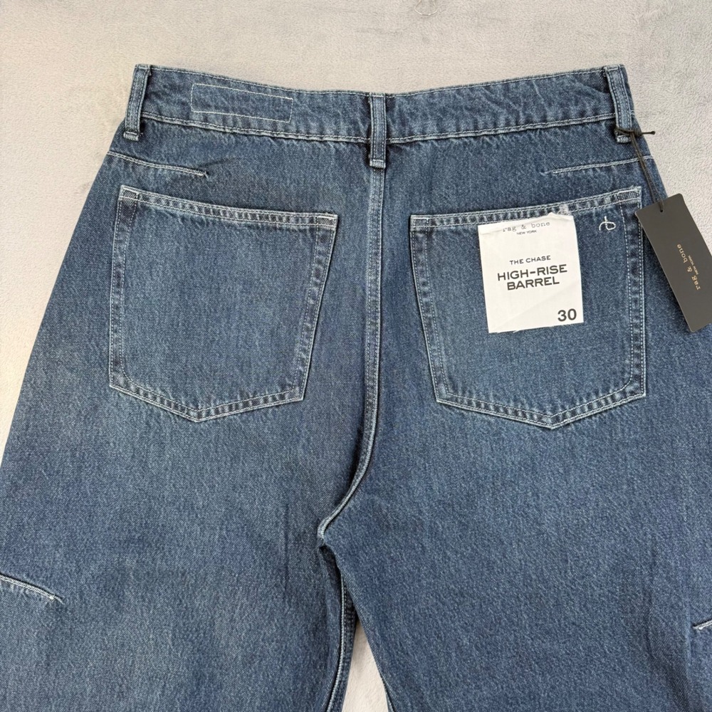 Rag & Bone Pants Jeans Womens 30 Chase High-Rise Barrel Grafton Blue Cropped Leg - Picture 7 of 16